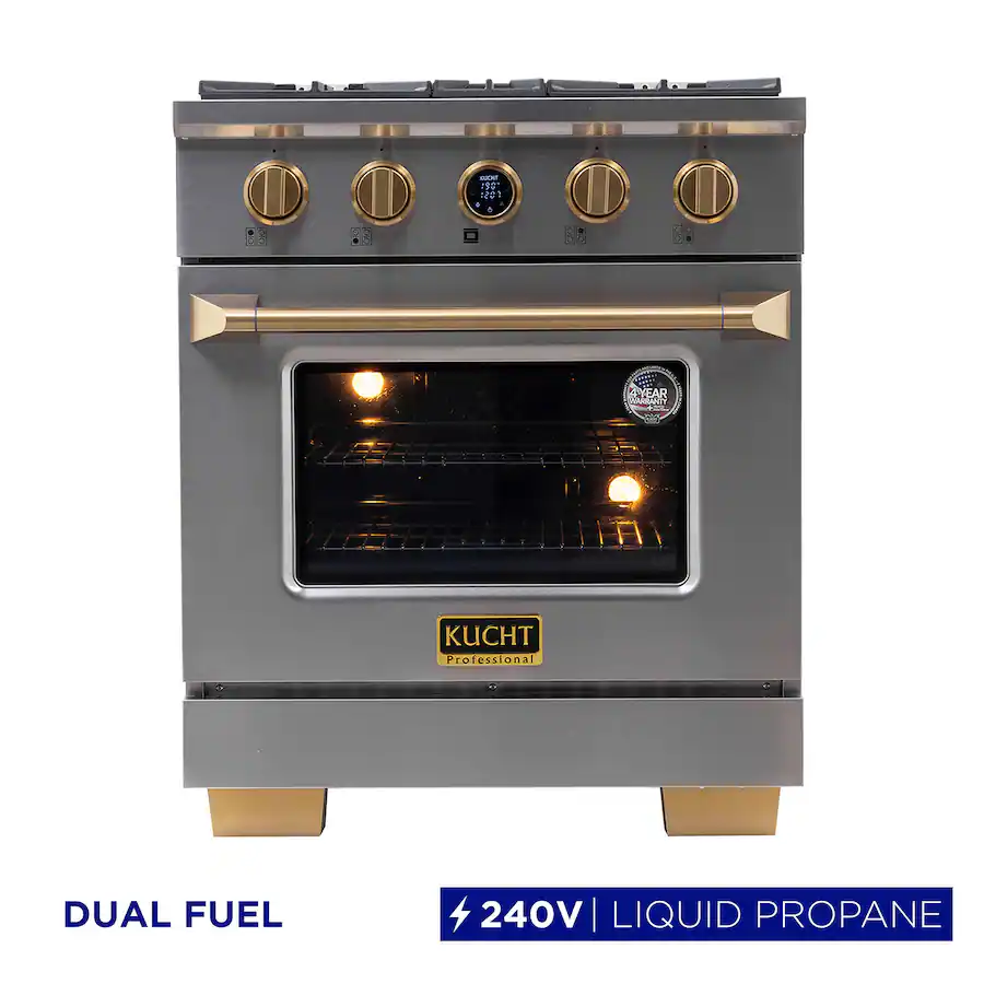 30 In 4 2 Cu Ft Dual Fuel Range 4 Burners LP SS W Gold Accents 30-in-4-2-cu-ft-dual-fuel-range-4-burners-lp-ss-w-gold-accents