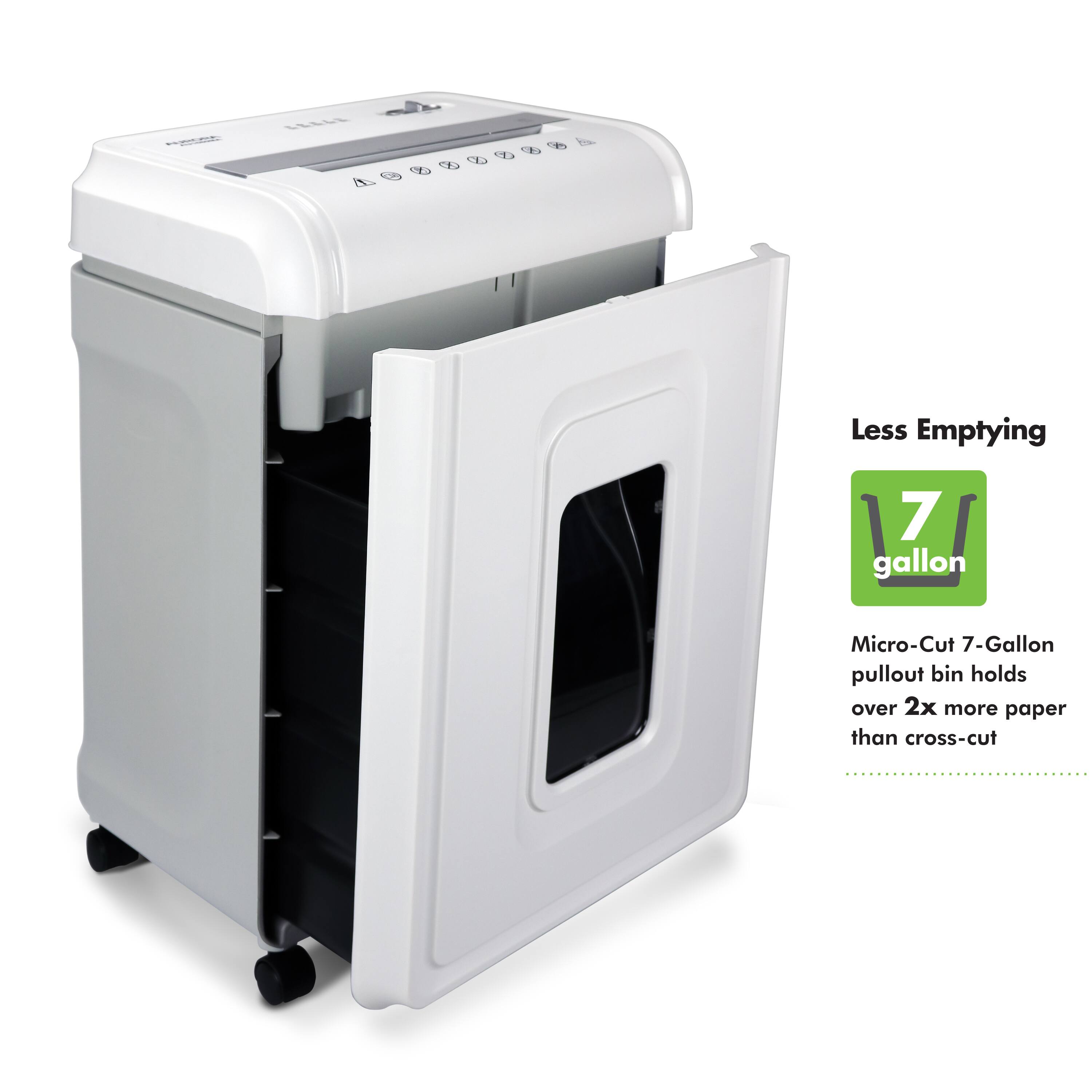 Less Emptying

7 gallon

Micro-Cut 7-Gallon pullout bin holds over 2x more paper than cross-cut