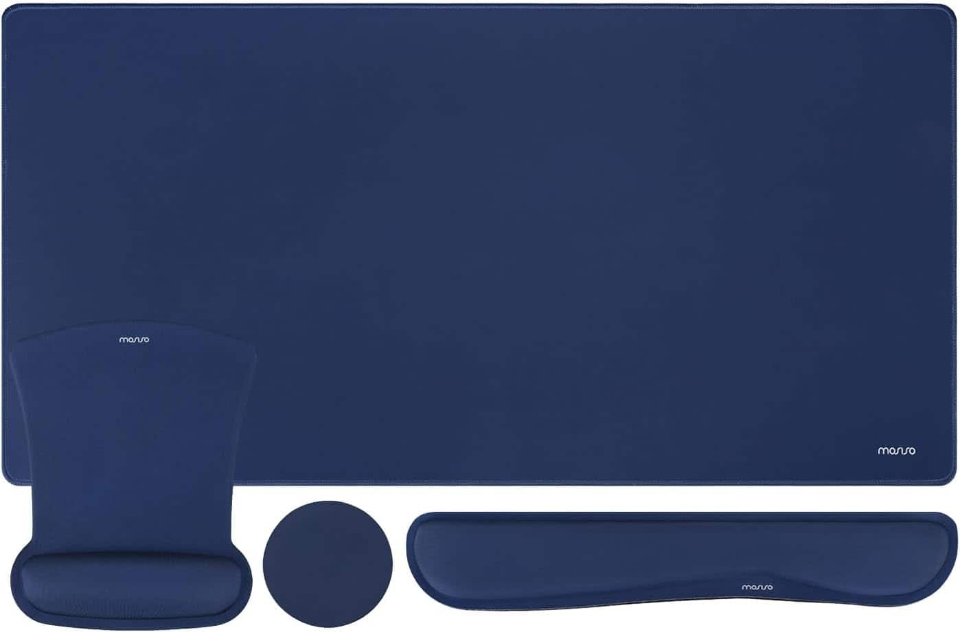 mosiso - Keyboard Wrist Rest Large Gaming Mouse Pad, 4 in 1 Memory Foam Desk Mat Ergonomic Rest Wrist for Home Office Game - Navy Blue