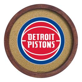 The Fan-Brand - Detroit Pistons 20.25'' Round Faux Barrel Framed Cork Board - Multicolor