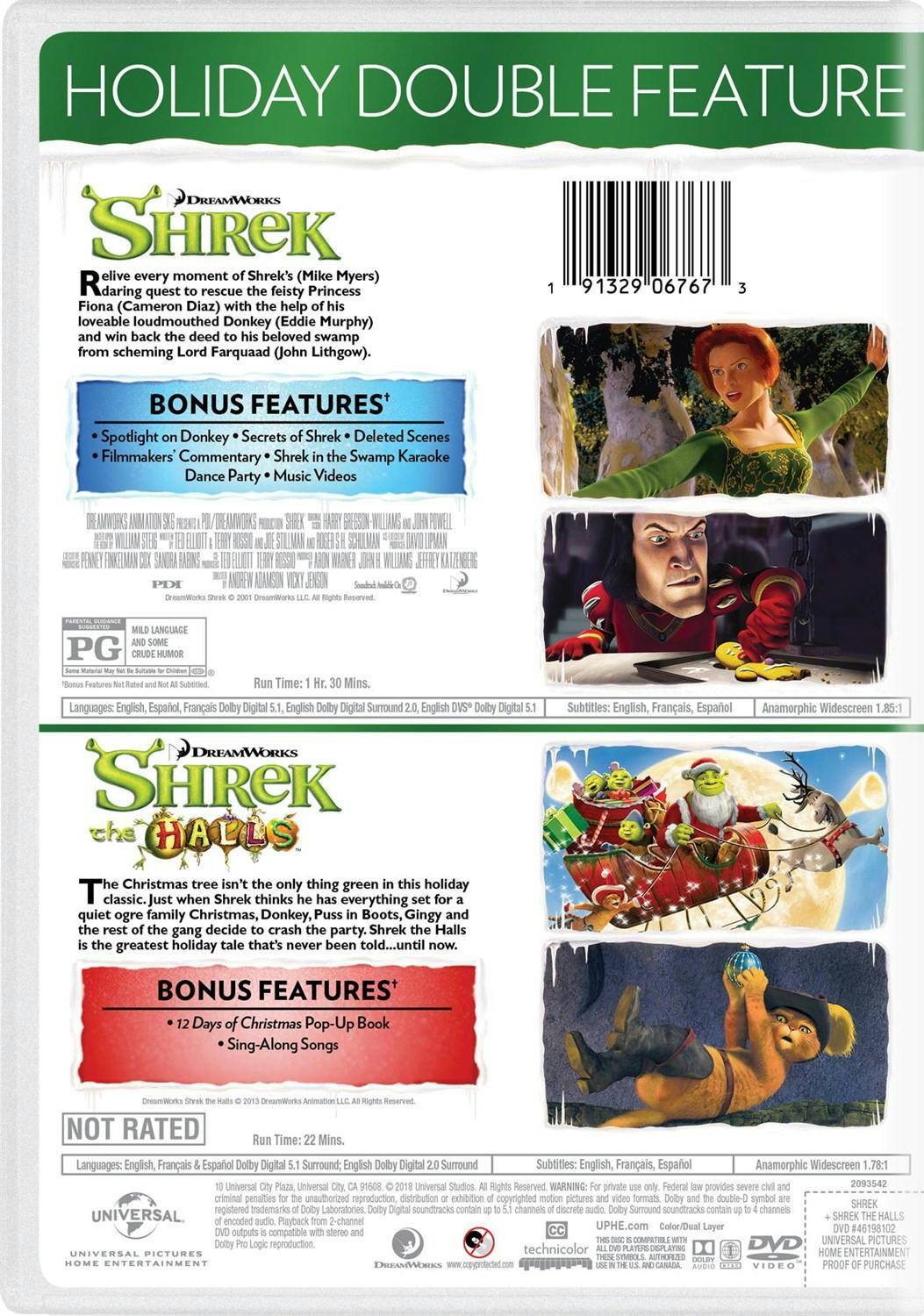 Back. Shrek/Shrek the Halls (DVD Double Feature) [DVD].