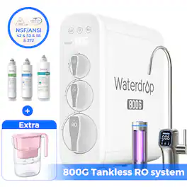 Waterdrop - G3P800 Reverse Osmosis System Extra WD-PT-05P Water Filter Pitcher - White