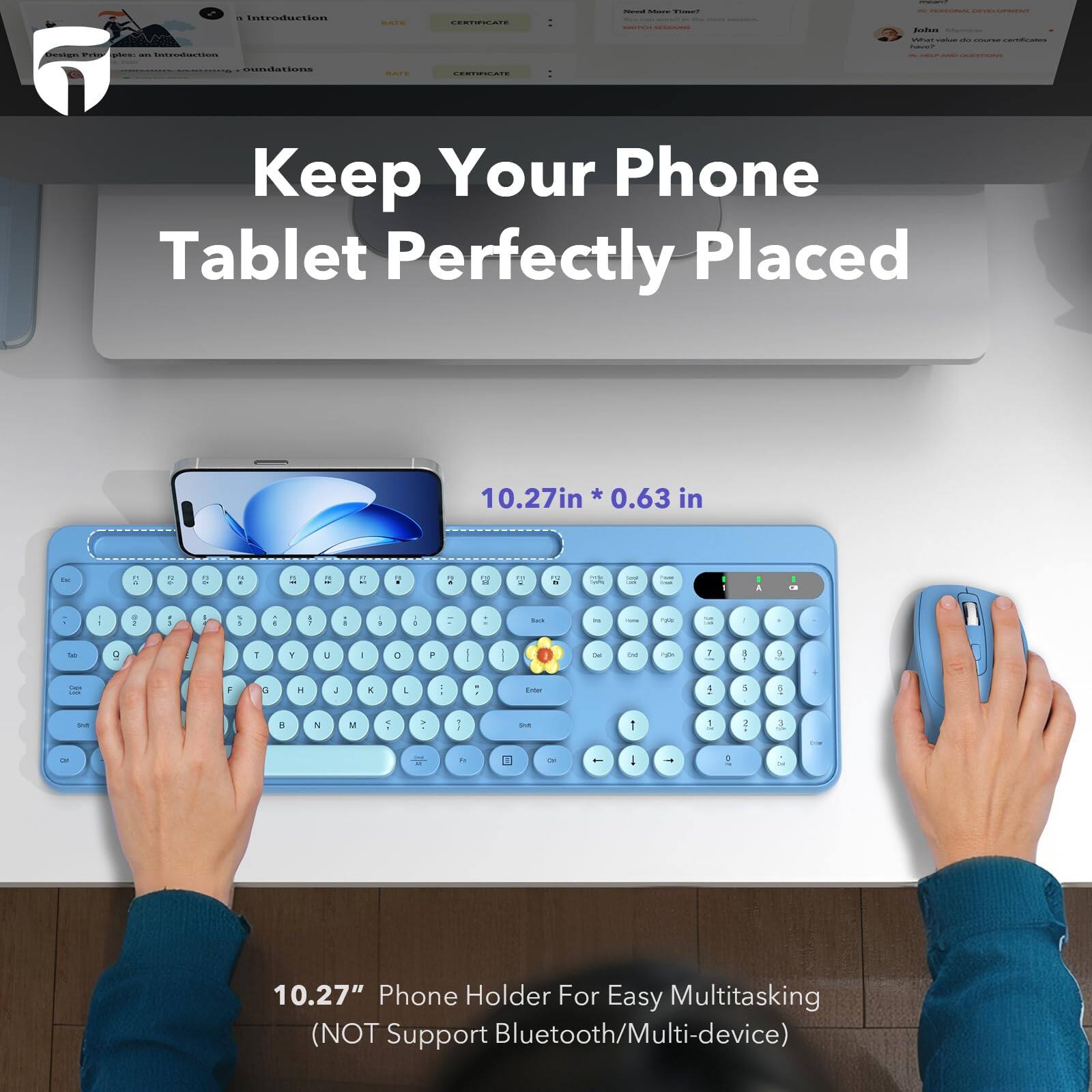 Keep Your Phone Tablet Perfectly Placed

10.27in * 0.63 in

10.27" Phone Holder For Easy Multitasking (NOT Support Bluetooth/Multi-device)