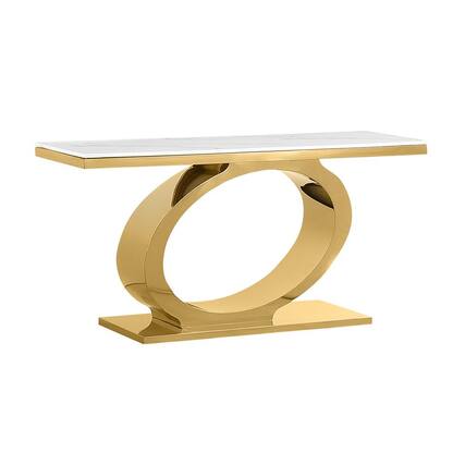 Front. Best Quality Furniture - White marble top console table with gold color base - White.