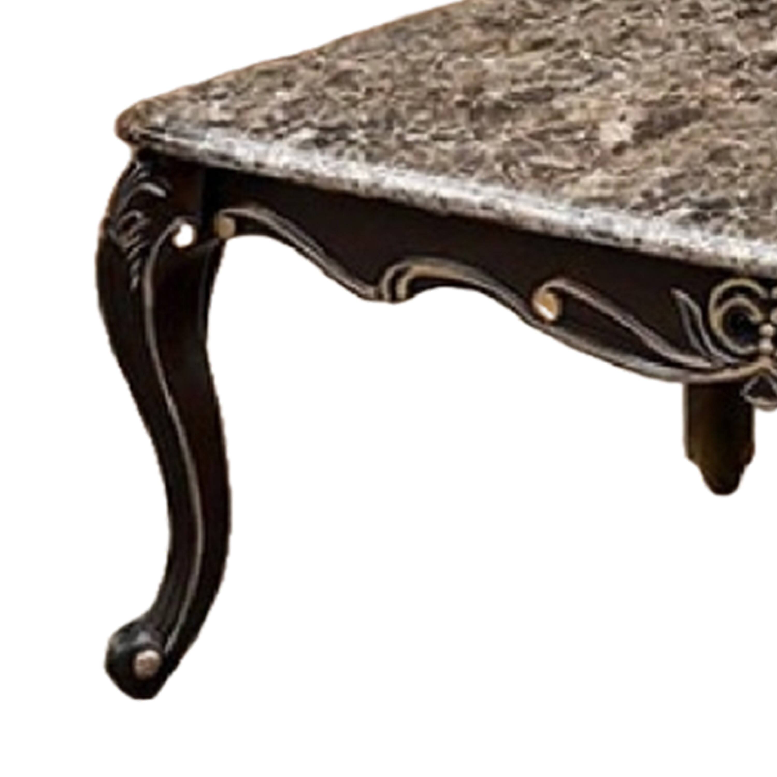 Alt View 3. Manhattan Lane - Ery Coffee Table, Dark Walnut Brown Wood, Carved Details, 48 Inch - Walnut Brown, Gold.