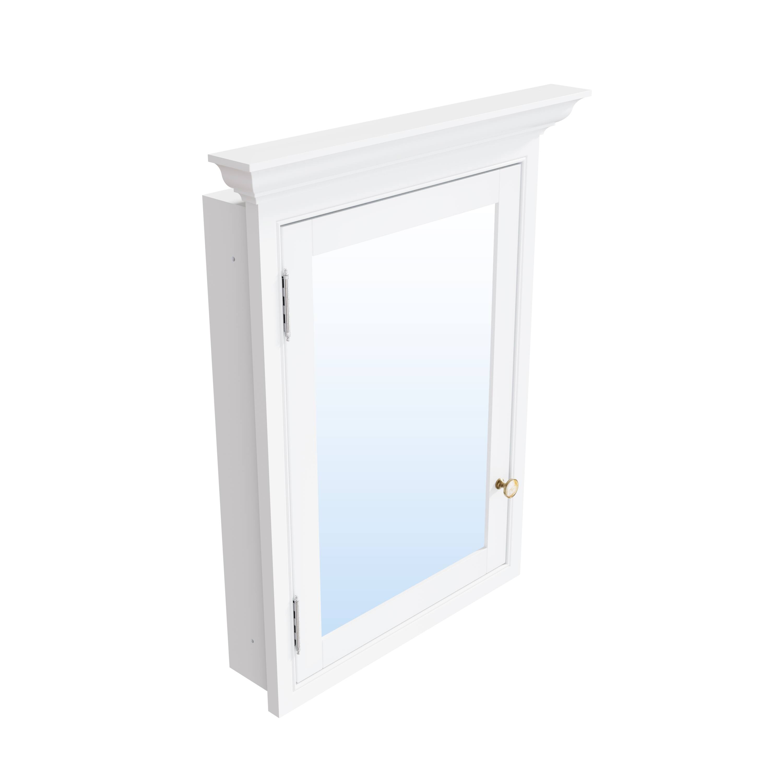 Alt View 6. WELLFOR - 24 in. W x 30 in. H Rectangular Recessed Solid Wood Bathroom Medicine Cabinet with Mirror, Bi-view Glass Magnetic Door - White.