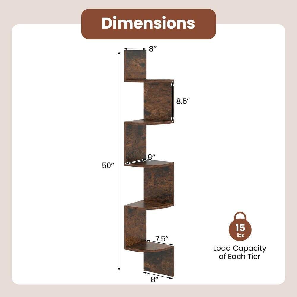 Dimensions  
- Height: 50"  
- Width: 8.5"  
- Depth: 8"  
- Shelf Depth: 7.5"  

Load Capacity of Each Tier: 15 lbs