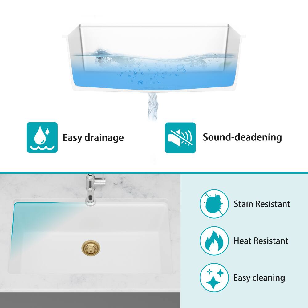 Easy drainage  
Sound-deadening  
Stain Resistant  
Heat Resistant  
Easy cleaning