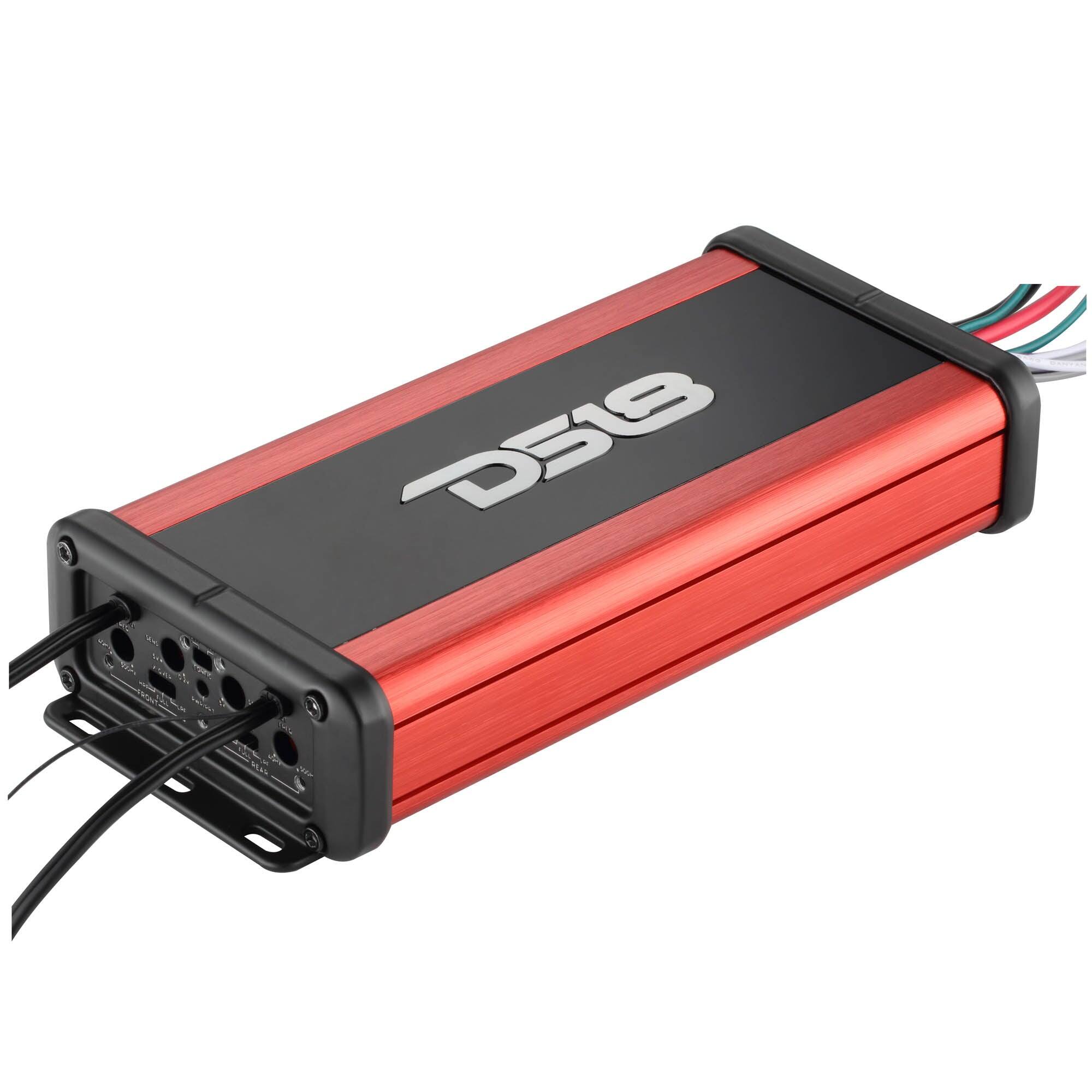 Alt View 3. DS18 Audio - NXL-N 4-Channel Class D Nano Car Amplifier with Marine Rating and Built-in Bluetooth, 4 x 100W RMS at 4 Ohm - Black/Red.