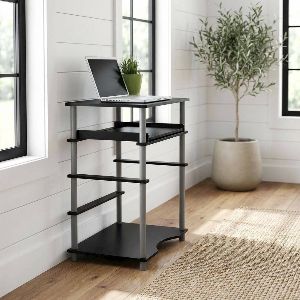 Angle. BisonOffice - Black and Grey Laptop Desk with Sturdy Workstation Surface and Modern Design - Black/Grey.