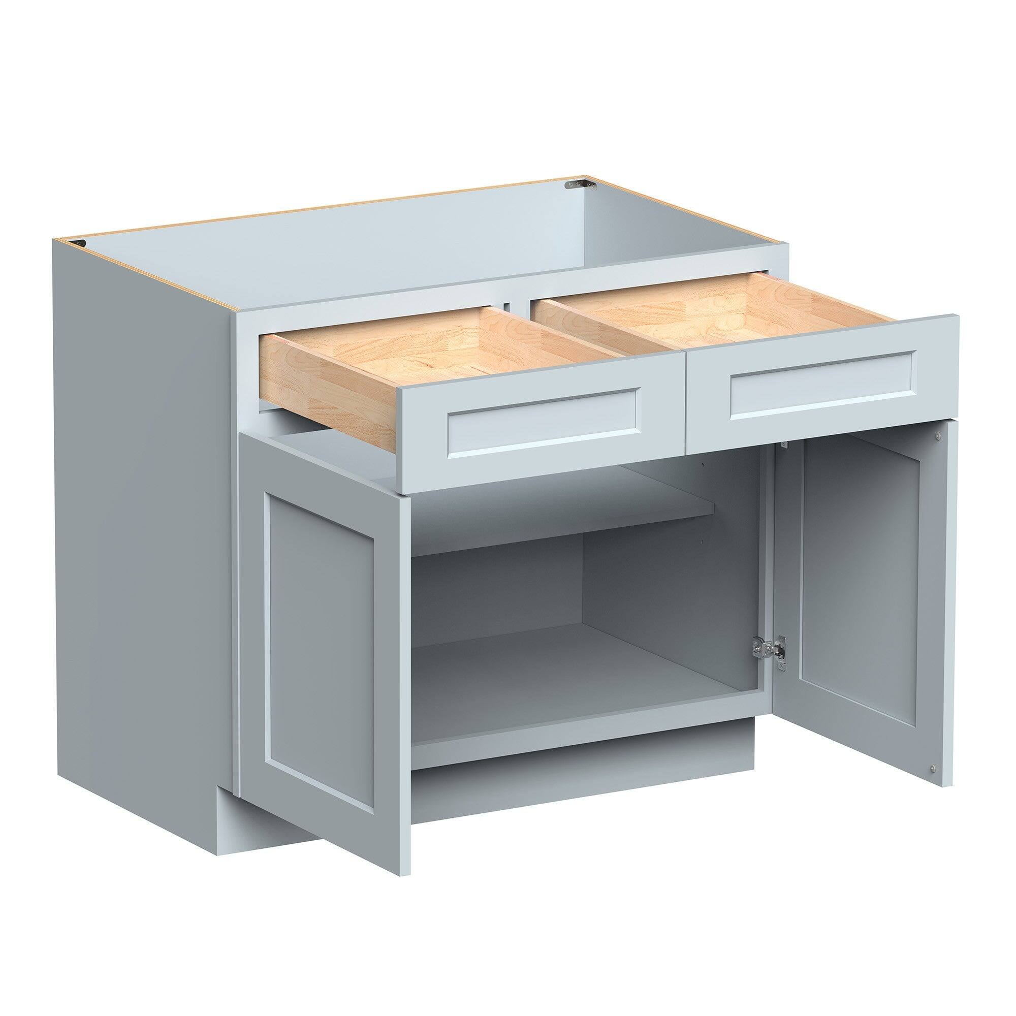 Alt View 2. Boyel Living - 39in.W Dove Gray BASE CABINET Fully assembled Cabinet with Two Drawers and Two MDF Doors Recessed Panel Shaker - Gray.