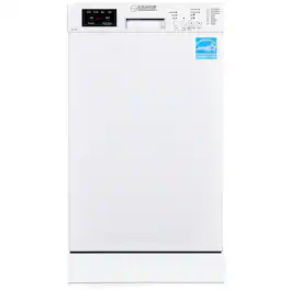 Equator - 18" Built-In Dishwasher Front Control 10 place+Wine Rack 3.4g Sanitize Super Dry 51 dB 110V Energy Star - White