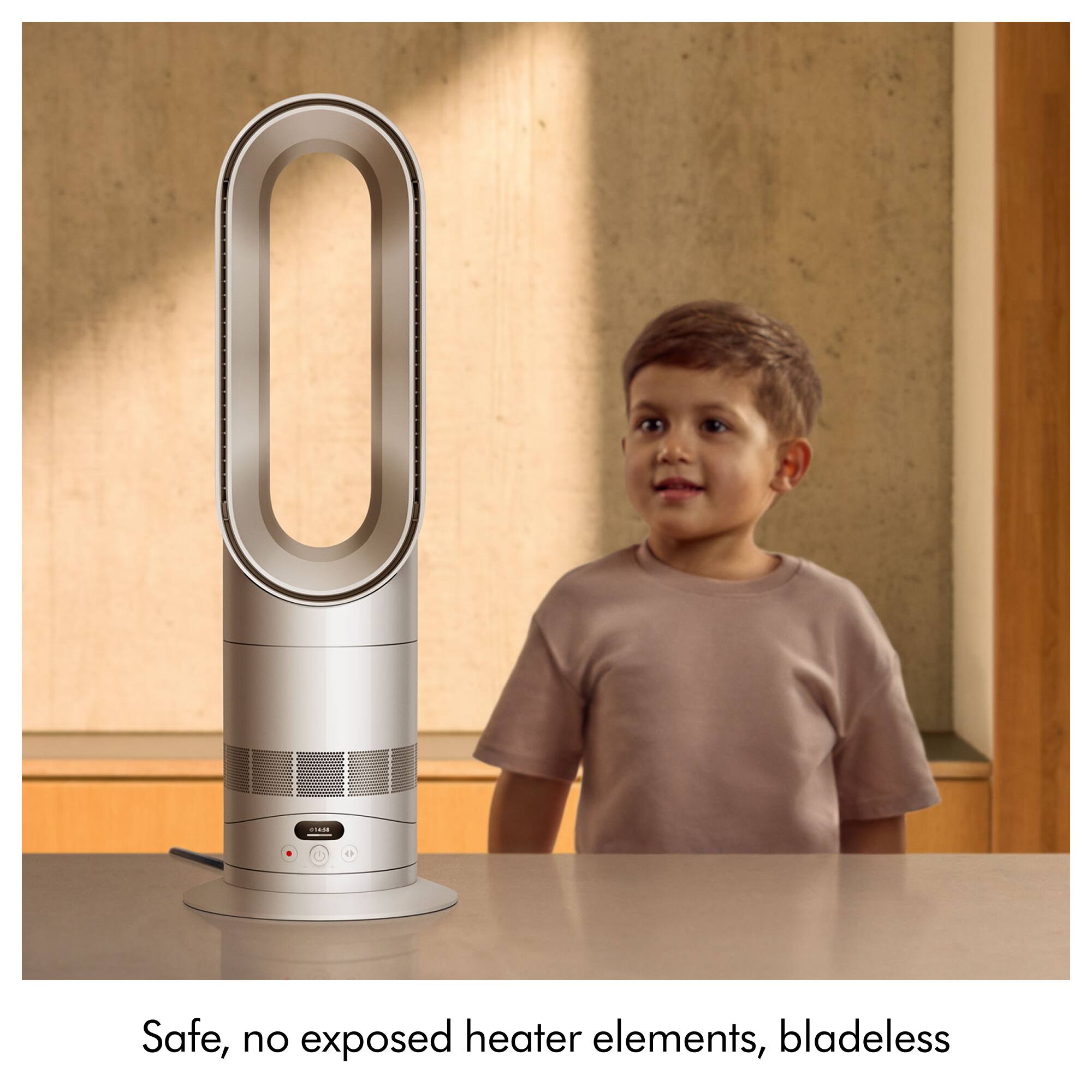 Safe, no exposed heater elements, bladeless