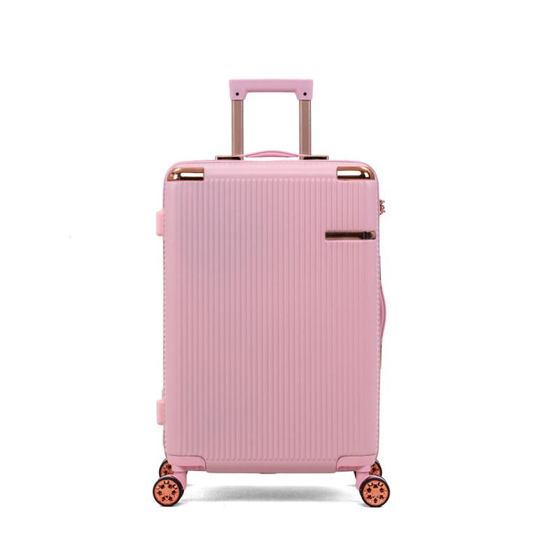 Angle. HTUTWOO - Hard Luggage 4-Piece Set - 360° Dual Rotating Four-Wheel Suitcase, Password Lock, Lightweight Universal Wheel Carry-On - Pink.