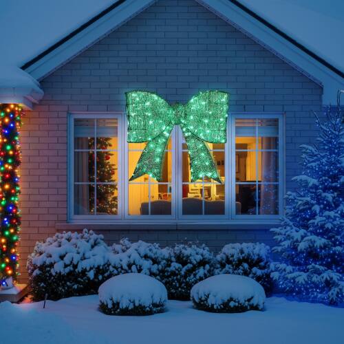 Alt View 7. Winado - 28in Christmas Pre-lit Giant Bowknot Lighted Metal Frame Decoration with LED Lights for Outdoor Yard - Green.