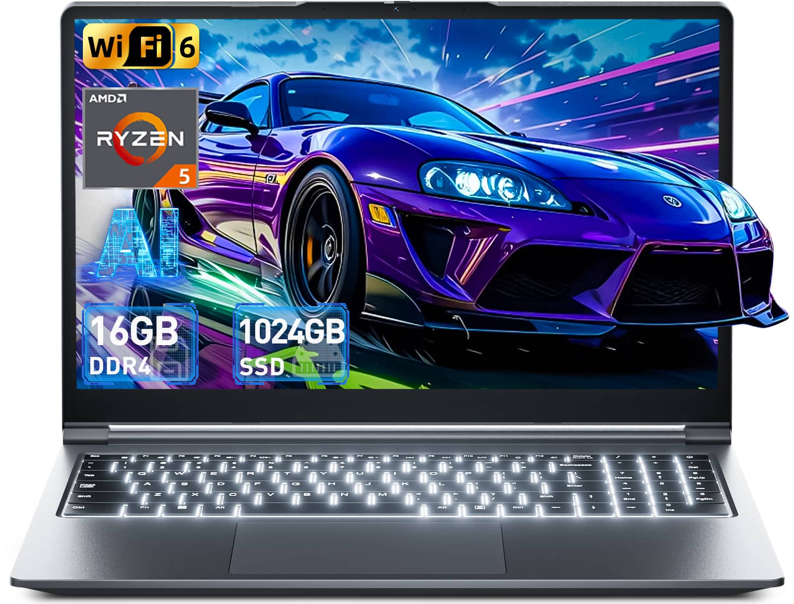 Jumper - 15.6" Laptop, Ryzen 5 3500U (Up to 3.6GHz) Quad-Core Processor, 16GB DDR4 RAM, 512GB SSD - Gray