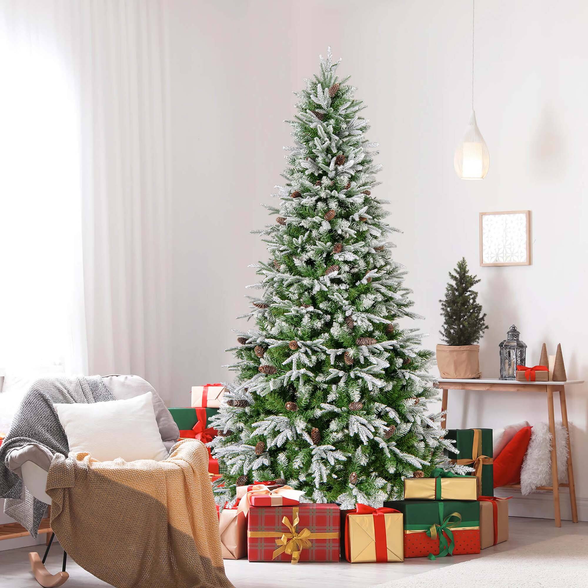 Alt View 2. Costway - Costway 7.5 FT Artificial Christmas Tree Hinged Xmas Tree with 1135 Branch Tips 470 Lights - Green,White.