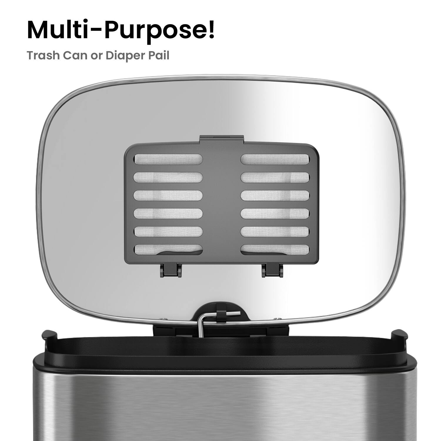 Multi-Purpose!  
Trash Can or Diaper Pail