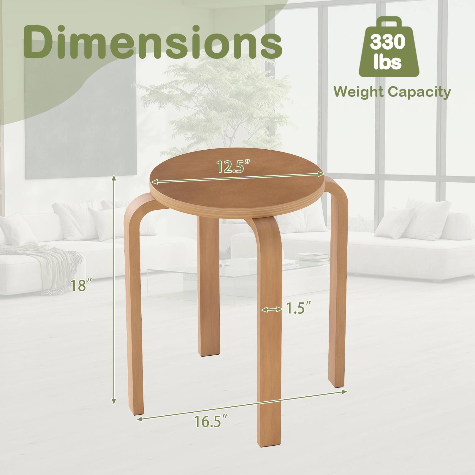 Dimensions: 12.5" x 18" x 16.5"  
Weight Capacity: 330 lbs