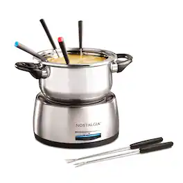 Nostalgia - 6-Cup Electric Fondue Pot with Temperature Control - Stainless Steel