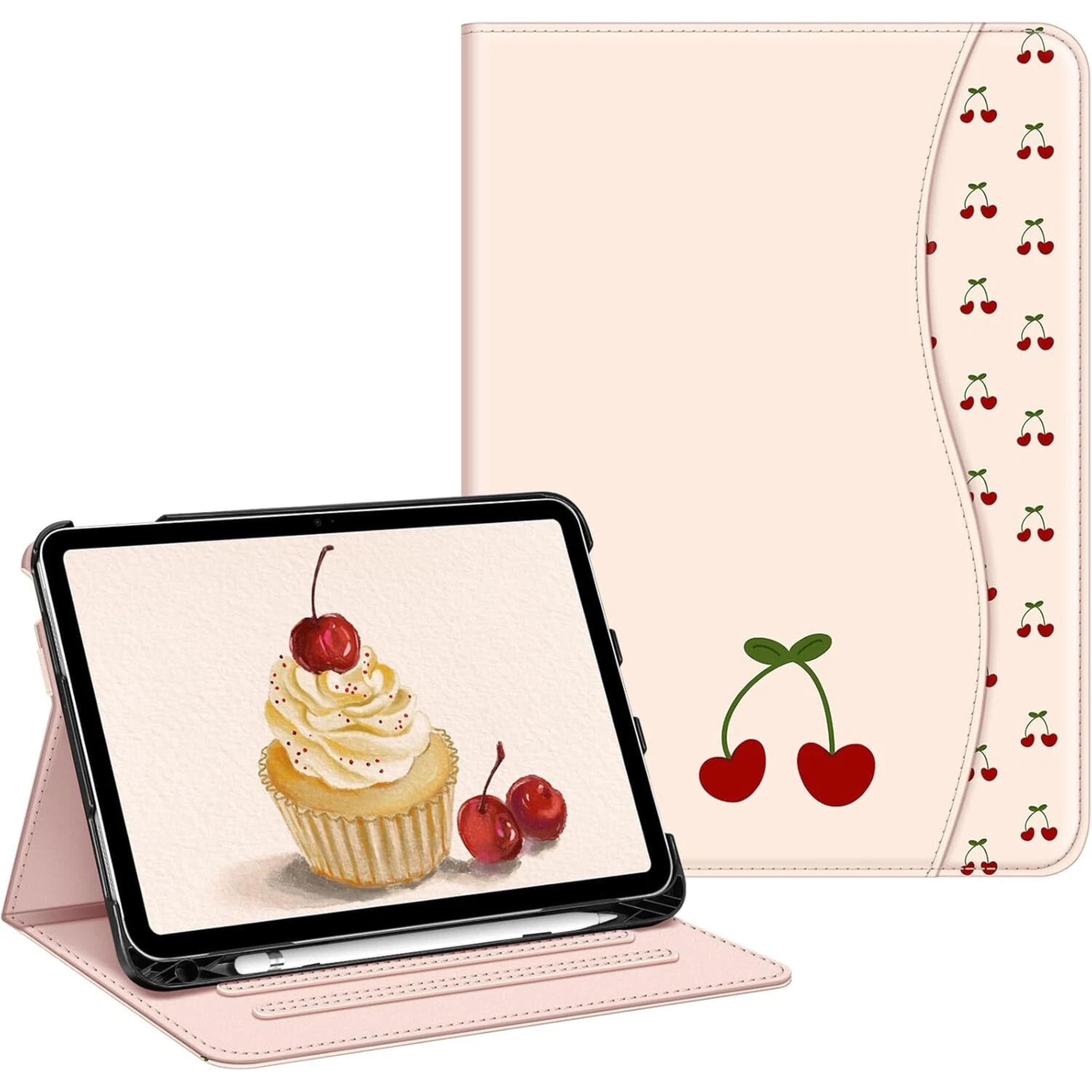 Kitcheniva - iPad 10th Generation 2022 Case With Stand And Pocket 10.9'' - Cherries