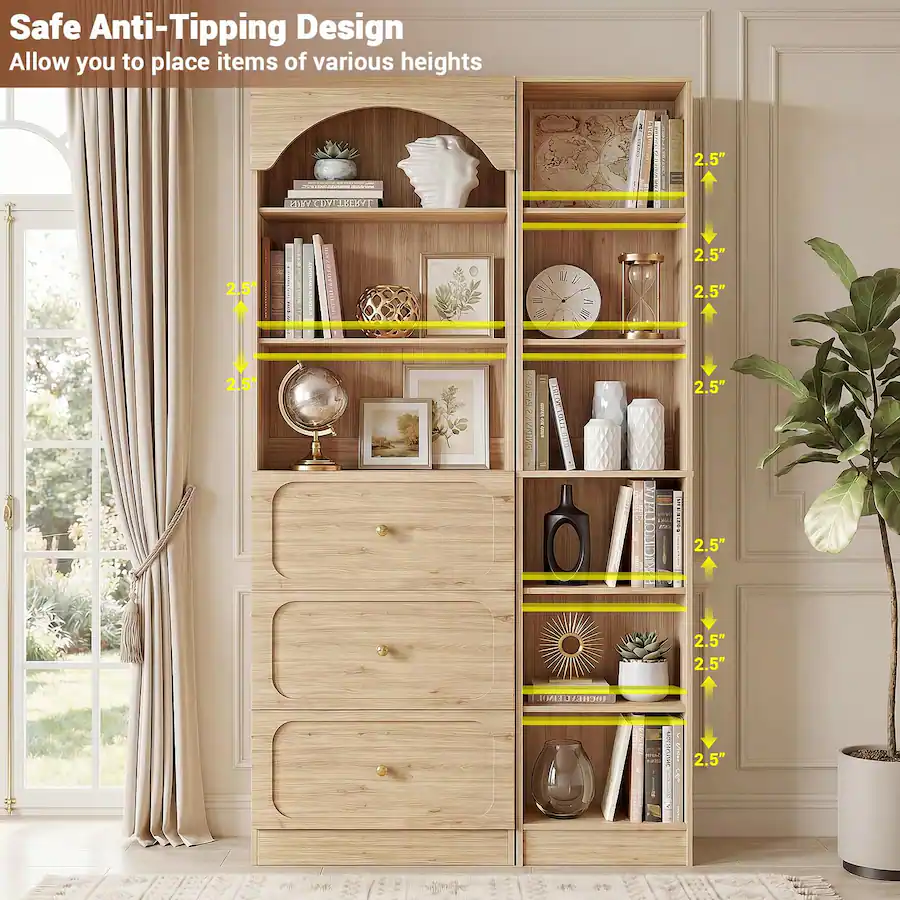 Aheaplus 80" Tall Freestanding Kitchen Pantry 3 Drawers 9 Tier Open ...