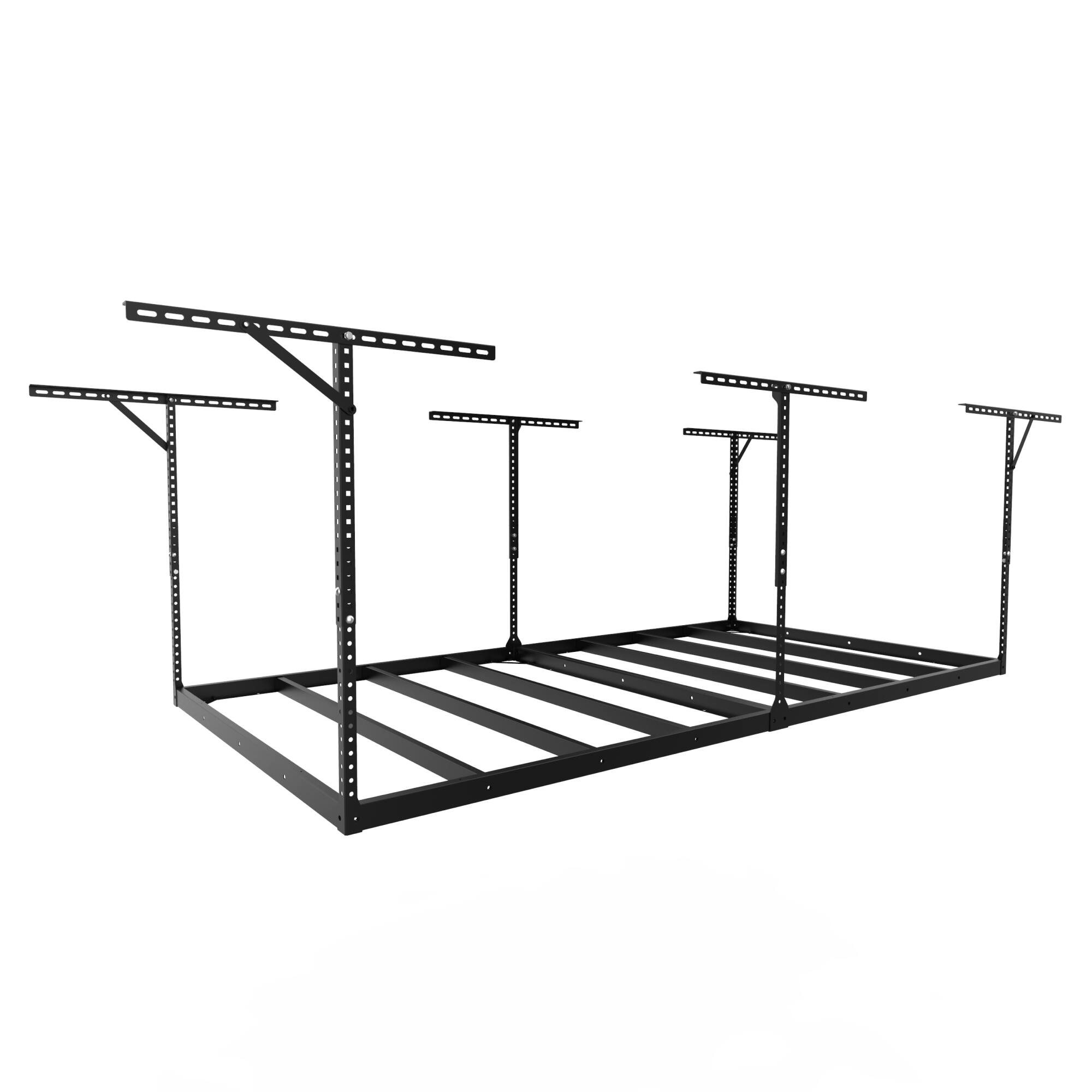 Front. Fleximounts - Max Series Frame Only 48 in. W x 96 in. D x 24 - 40 in. H Heavy Duty Ceiling Mounted Overhead Garage Storage Rack - Black.