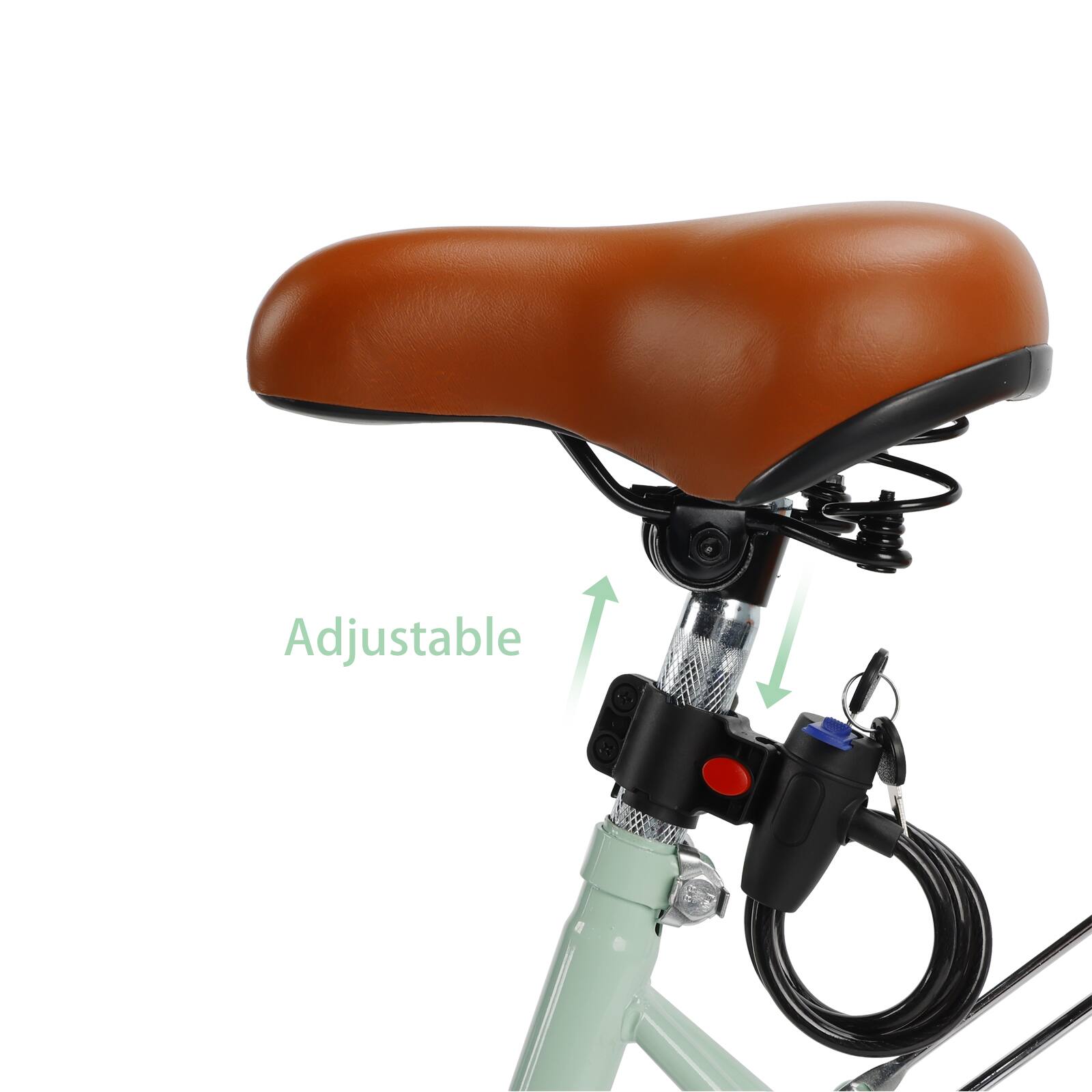 Alt View 5. Topteng - 26 Inch Beach Cruiser Bike for Adult -Low Step Design, Basket & Rack, High Carbon Steel Frame, Dual Brakes Bicycle Green - Green.