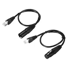Front. Unique Bargains - 2pcs 1.6ft 3-Pin DMX512 XLR to RJ45 Adapter Cable for Stage Lighting Controller - Black.