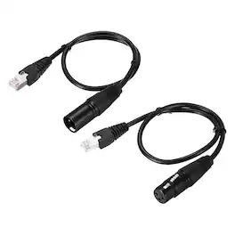 Unique Bargains - 2pcs 1.6ft 3-Pin DMX512 XLR to RJ45 Adapter Cable for Stage Lighting Controller - Black