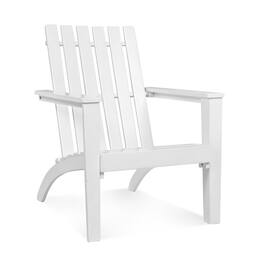 Pefilos - Outdoor Durable Patio Acacia Wood Adirondack Lounge Armchair- Outdoor Stackable Dining Chairs for All Weather - White