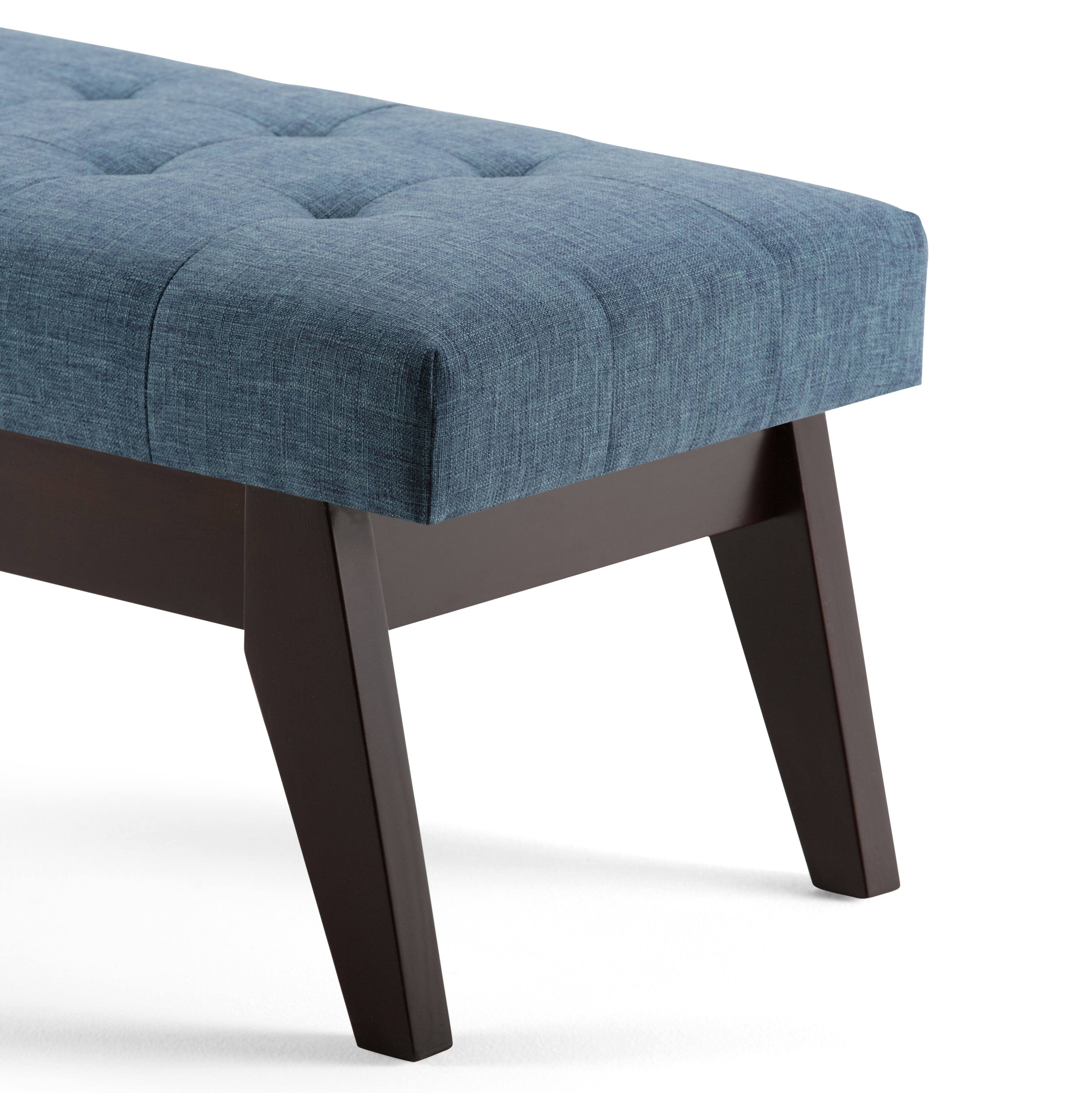 Alt View 12. Simpli Home - Draper Mid Century Tufted Ottoman Bench - Denim Blue.