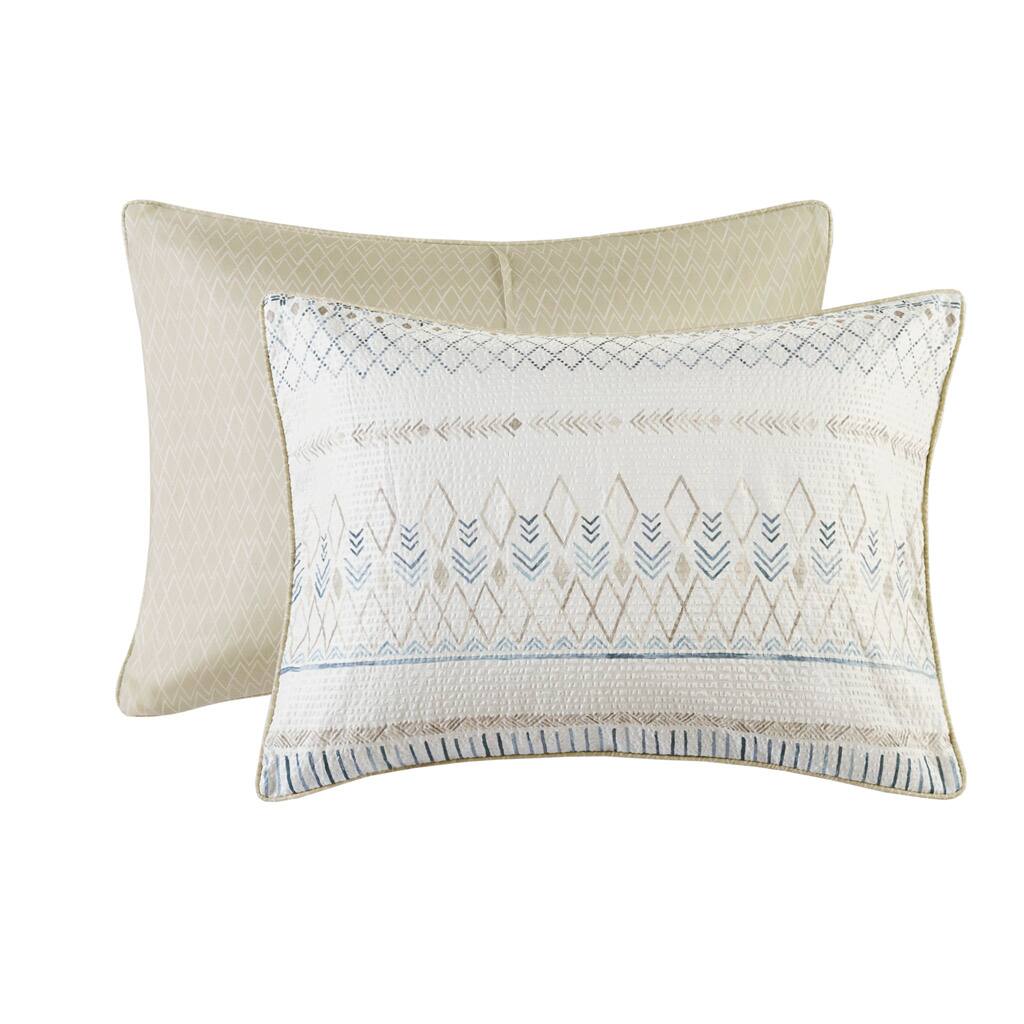 Alt View 3. Gracie Mills - Gracie Mills Penny Southwest-Inspired 5 Piece Seersucker Comforter Set with Decorative Pillows - Taupe/Blue.