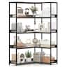 Costway - 5-Tier L-Shaped Bookcase Corner Bookshelf with Metal Frame Open Display Shelf - Gray