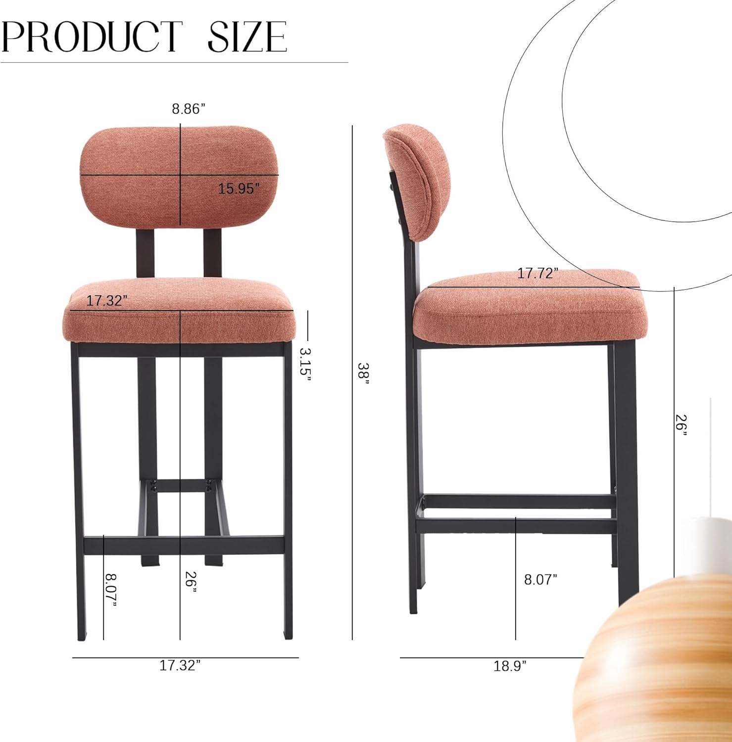 PRODUCT SIZE

- 8.86"
- 15.95"
- 17.72"
- 17.32"
- 3.15"
- 38"
- 26"
- 8.07"
- 26"
- 8.07"
- 17.32"
- 18.9"