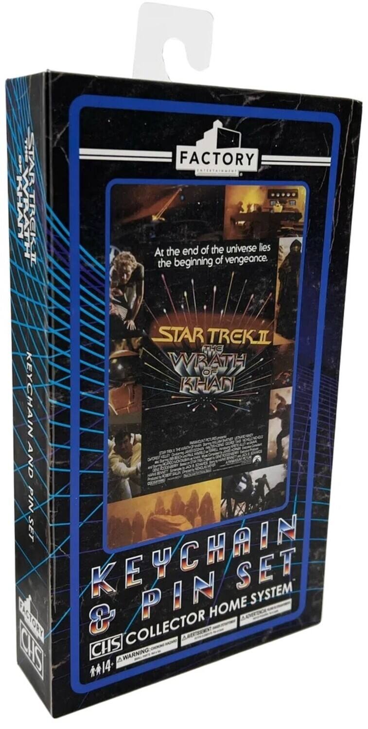 STAR FACTORY  
At the end of the universe lies the beginning of vengeance.  
STAR TREK II THE WRATH OF KHAN  
KEYCHAIN & PIN SET  
COLLECTOR HOME SYSTEM  
FACTORY  
CHS #14  
WARNING A 14