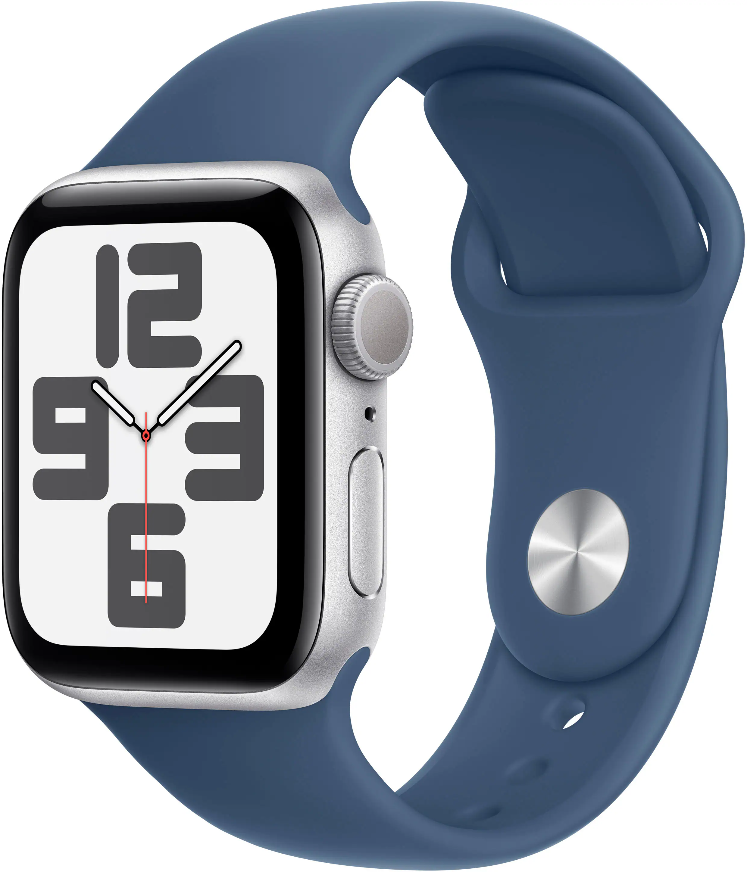 Refurbished Excellent - Apple Watch SE 2nd Generation (GPS) 40mm Aluminum Case with Denim Sport Band - M/L - Silver - (2024)