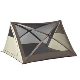 Outsunny - 2-3 People Pop Up Camping Tent Waterproof Automatic Instant Tent Portable Cabana Beach Tent with Rainfly, Carry Bag - Brown & Beige