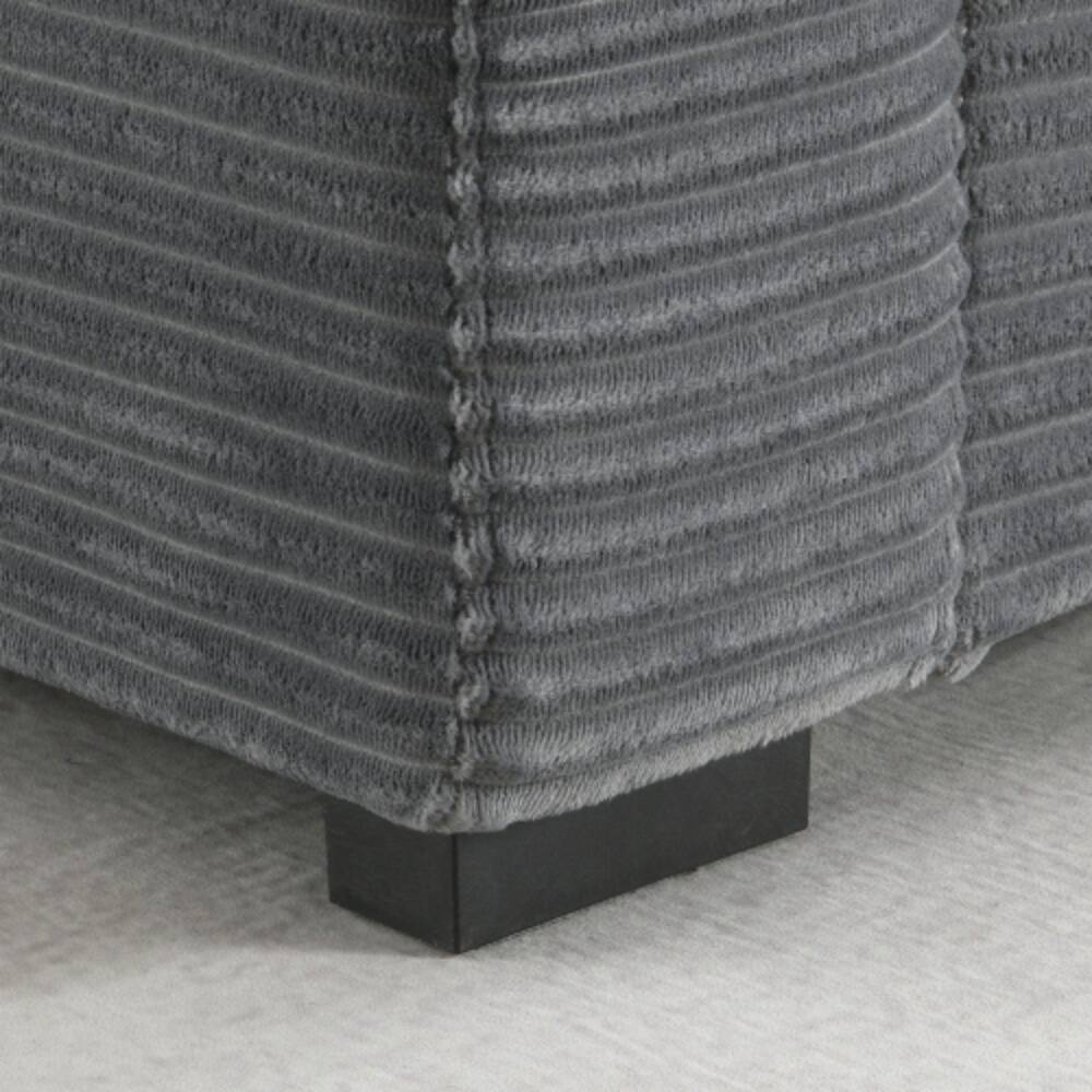 Alt View 5. LUCKY ONE - 104" L-Shape Convertible Corduroy Sectional Sofa w/ Armrest Storage USB Cup Holders - Gray.