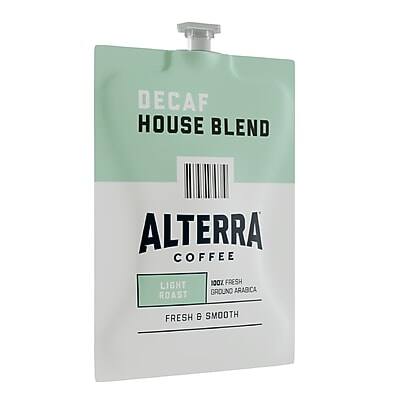 DECAF HOUSE BLEND  
ALTERRA COFFEE  

LIGHT ROAST  
100% FRESH GROUND ARABICA  

FRESH & SMOOTH