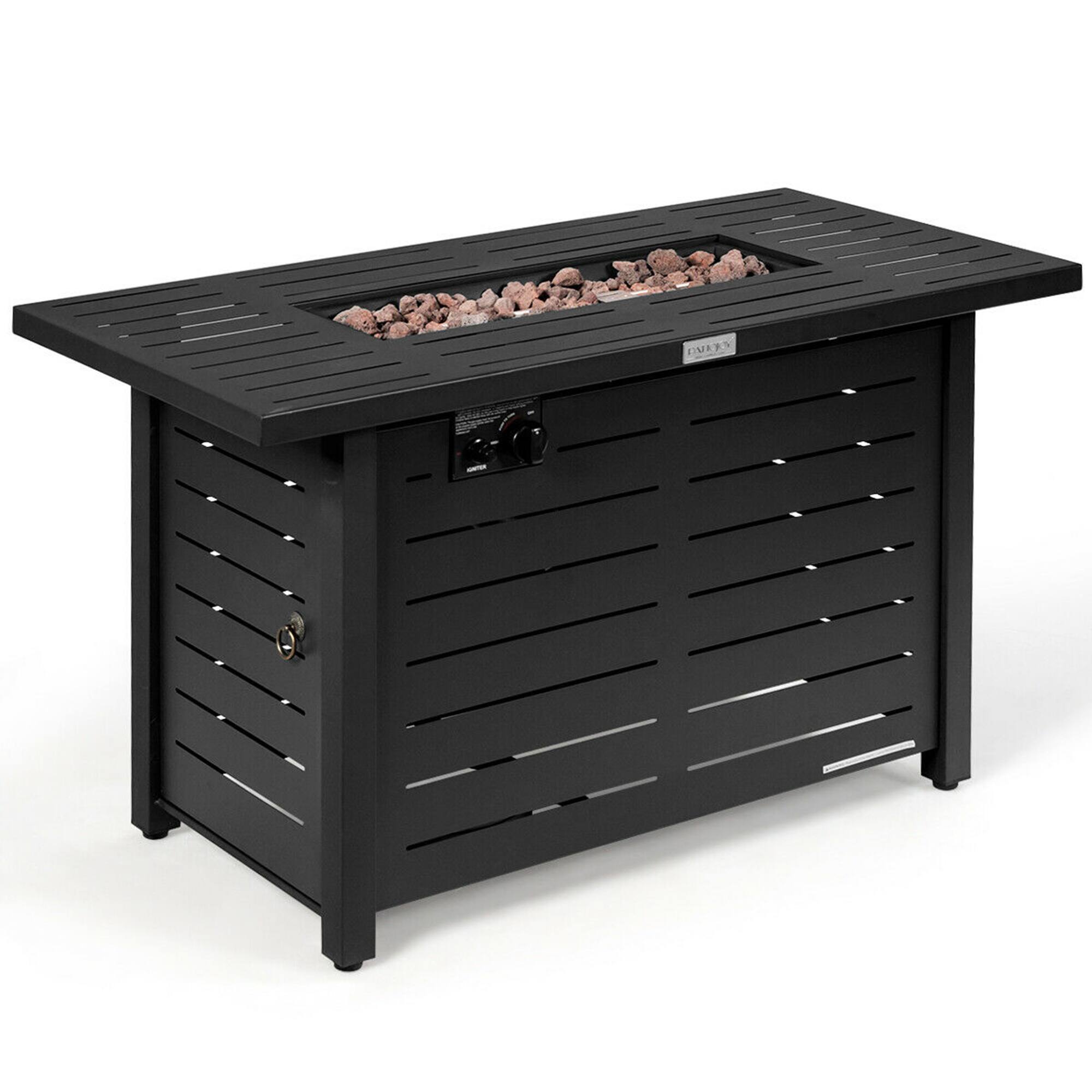 Alt View 8. Gymax - Gymax 42'' Rectangular Propane Gas Fire Pit 60,000 Btu Heater Outdoor Table W/ Cover - Black.
