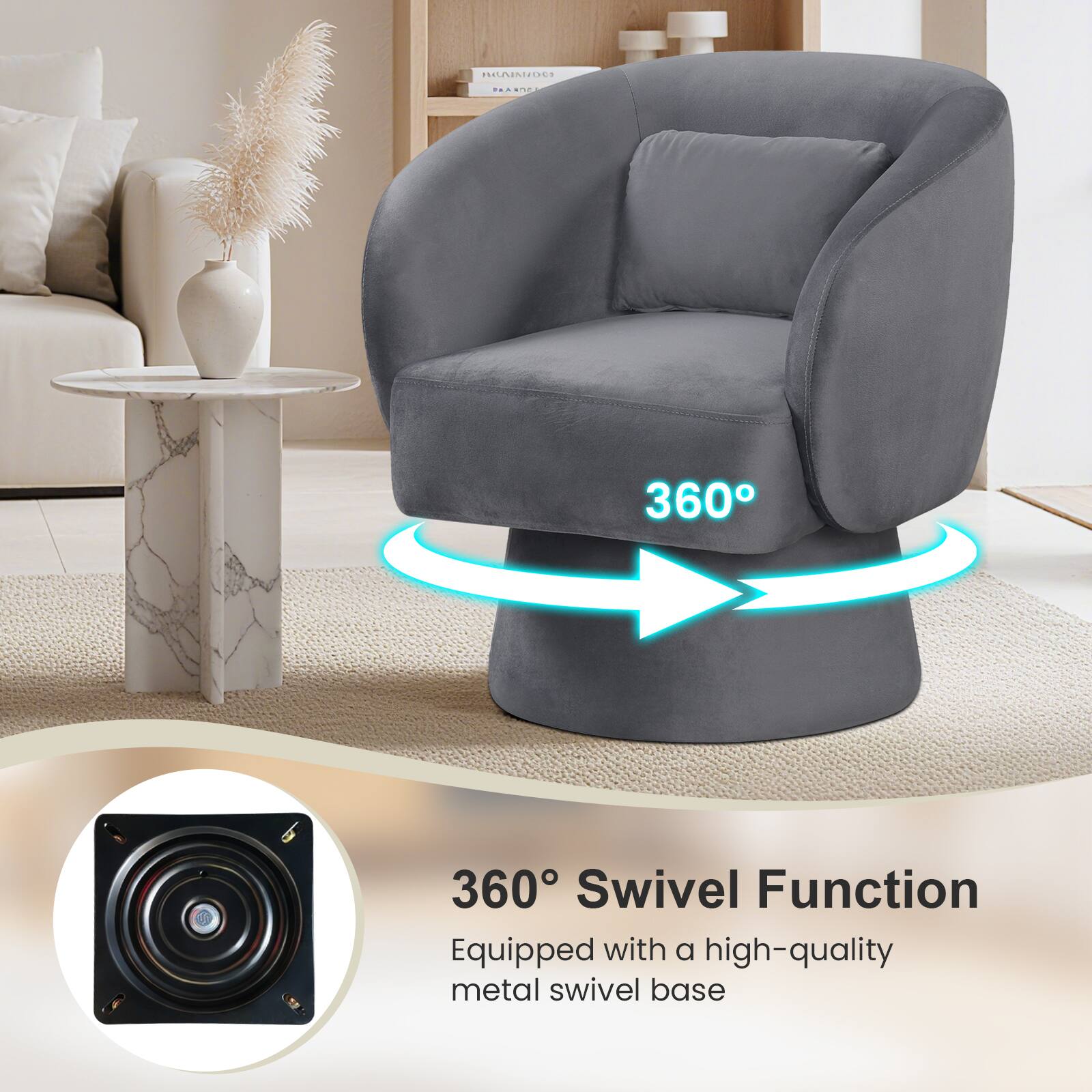$01111000
BANDER
360
360 Swivel Function Equipped with a high-quality metal swivel base