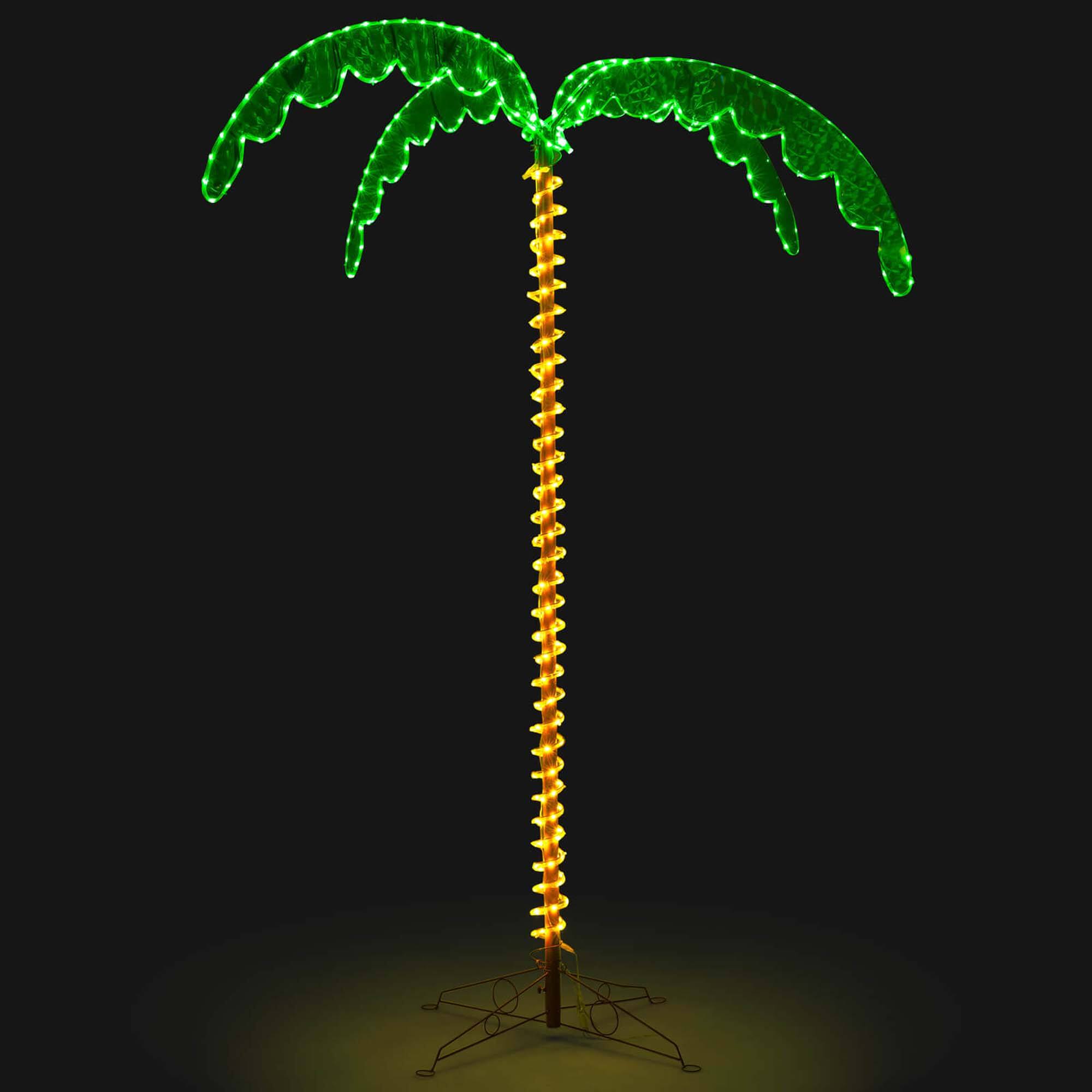 Alt View 5. Costway - Costway 7.5FT Lighted Palm Tree with 332 LED Lights Holographic Trunk and Fronds Christmas - Green.