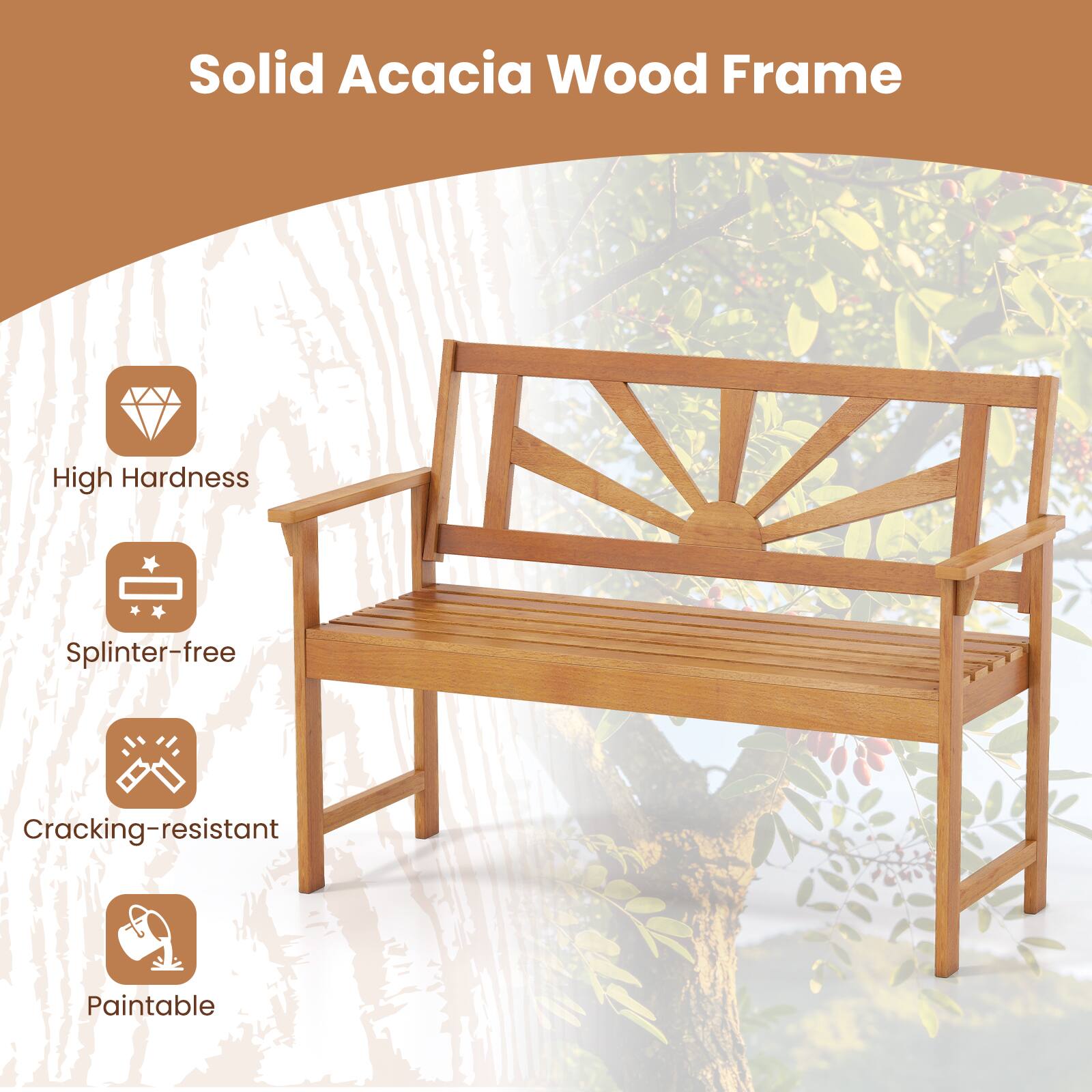 Solid Acacia Wood Frame

- High Hardness
- Splinter-free
- Cracking-resistant
- Paintable