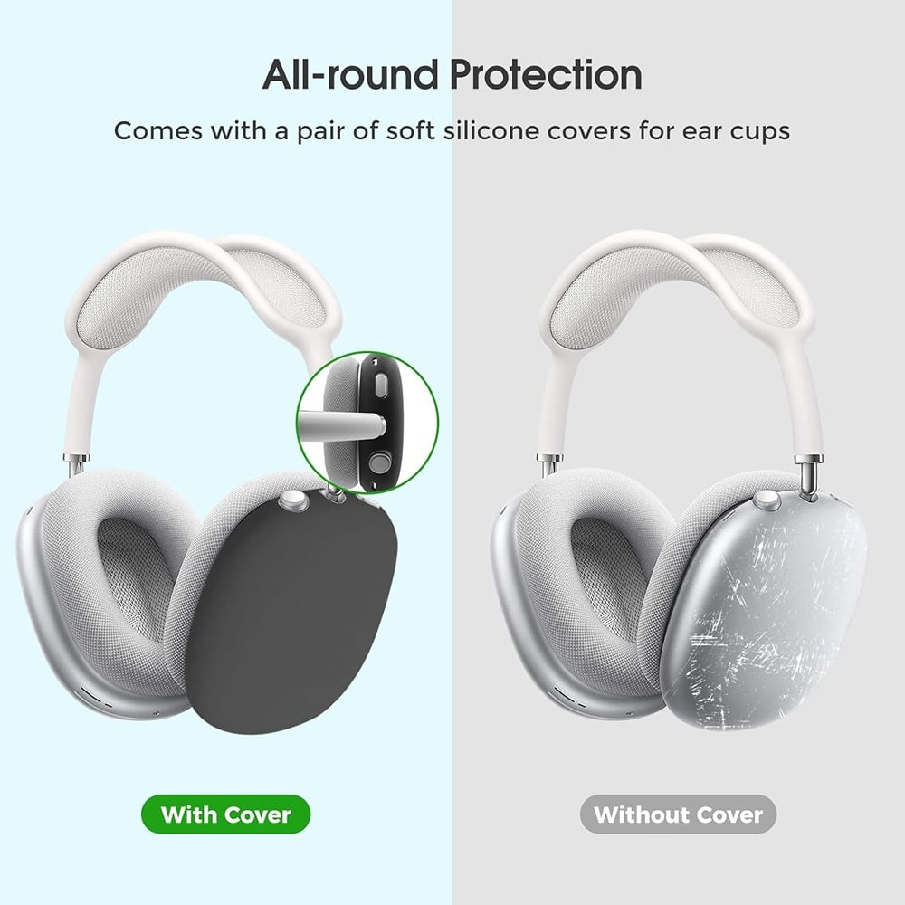ACJPR - Hard Case for AirPods Max, Travel Carrying Headphone Case with Silicone Earpad Cover, Mesh Pocket, Protective Storage