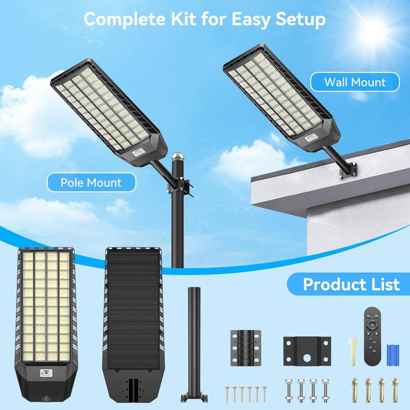 Complete Kit for Easy Setup

Wall Mount

Pole Mount

Product List