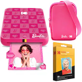 Kodak - x Barbie Step Slim AMZRODBP1K1 Instant Portable Photo Printer Barbie Starter Bundle - Dark Pink