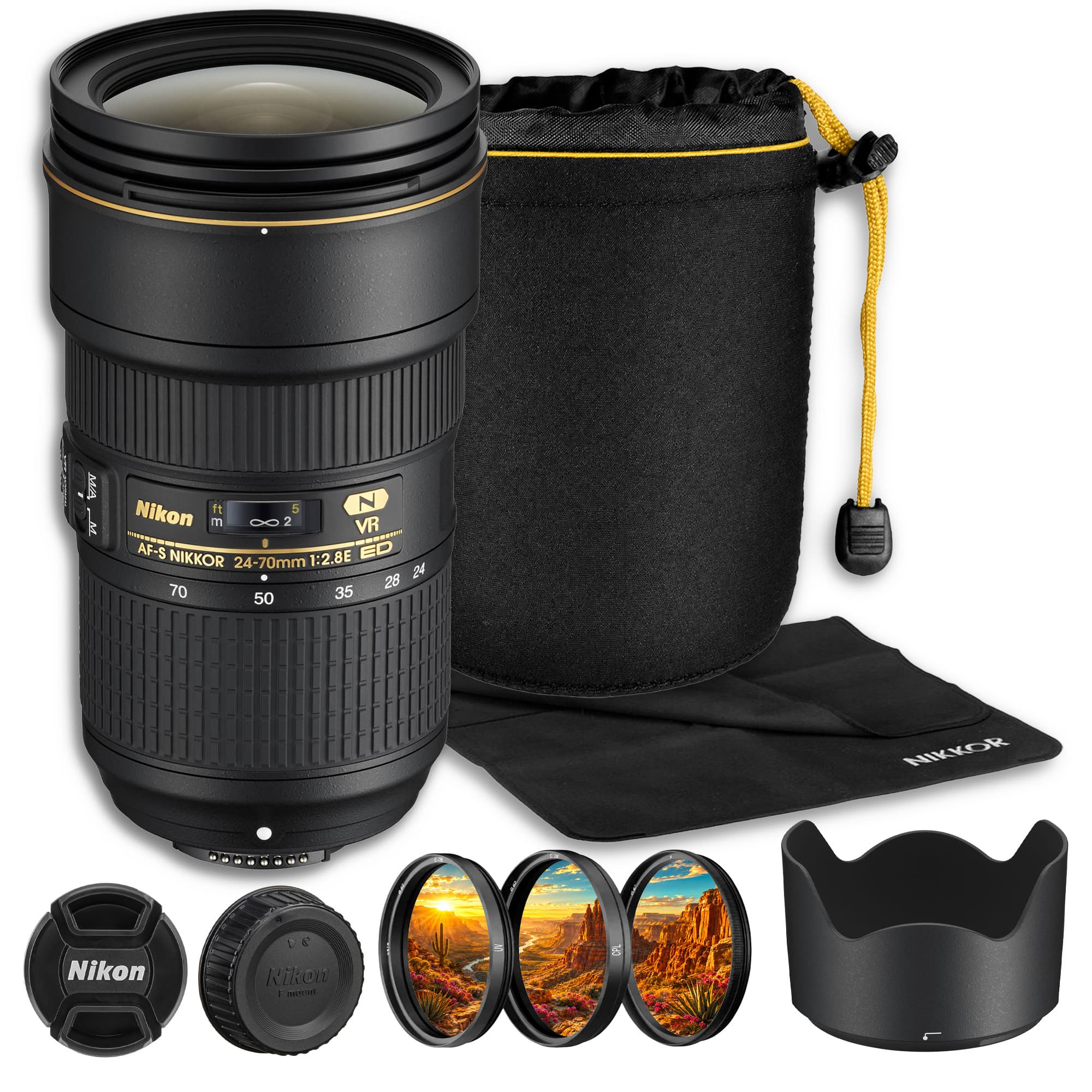 Nikon AF S NIKKOR 24 70mm f/2.8E ED VR Wide Angle Zoom Lens Black