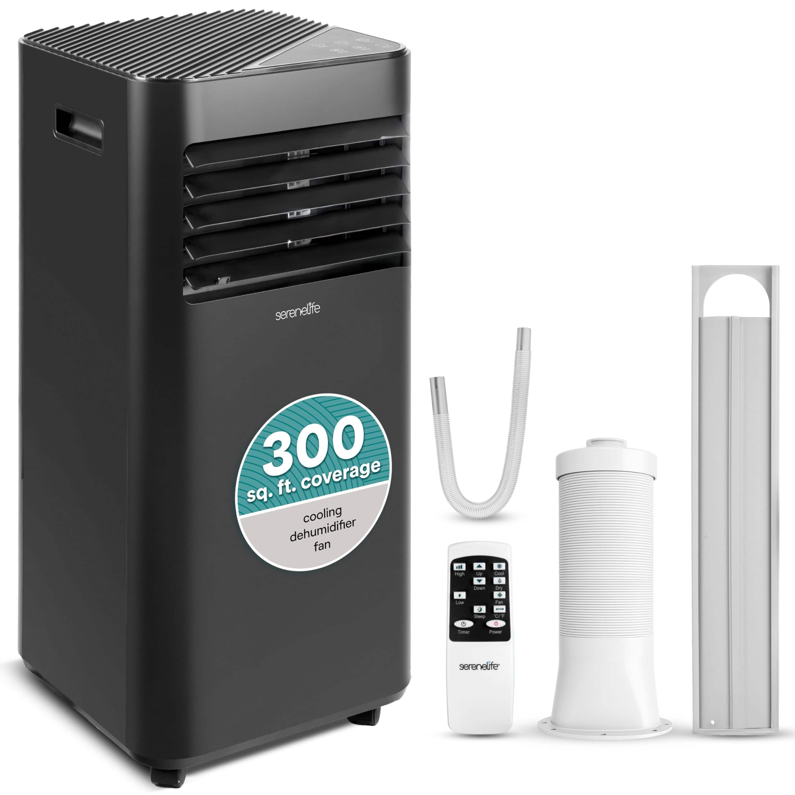 SereneLife - 8,000 BTU Portable Air Conditioner, Compact AC with Dehumidifier & Fan, Includes Window Kit (SLPAC182B)