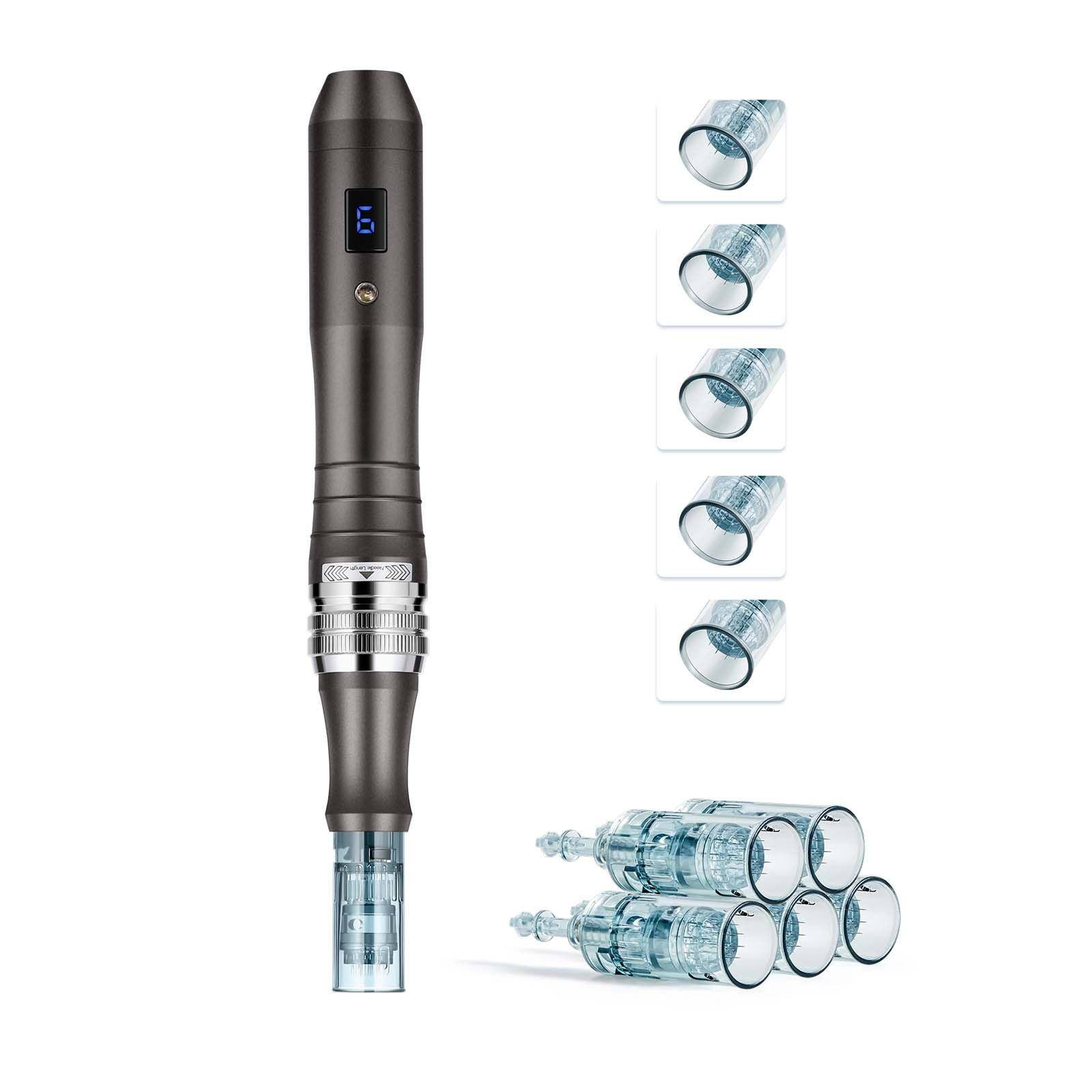 Alt View 8. Glintex - Professional Microneedling Pen, Electric Derma Pen w/ 5×16 Pin Cartridges, LCD, 6 Speeds, Adjustable 0–2.5mm Needle.